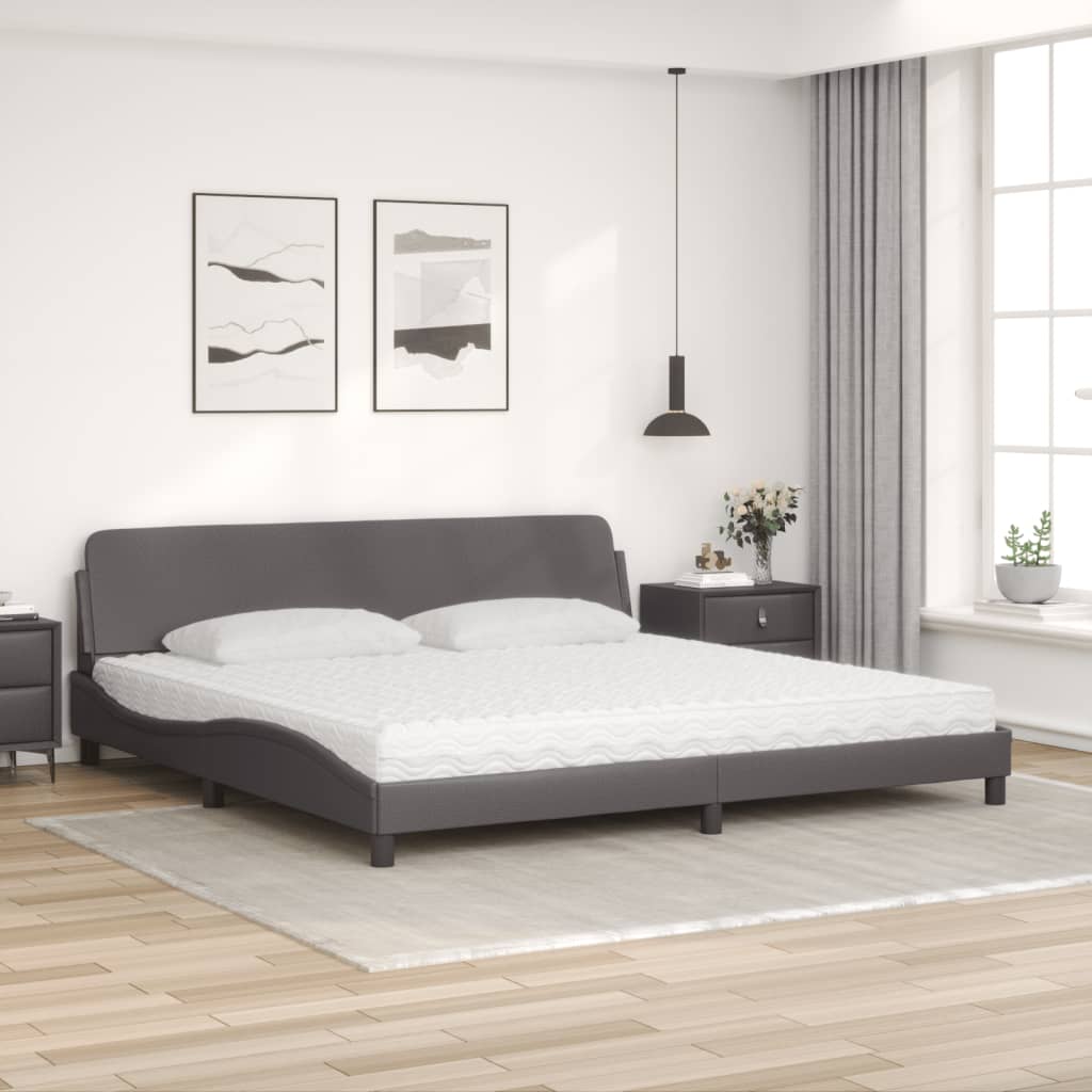 Lit avec matelas Dover gris 200x200 cm similicuir - XIOS