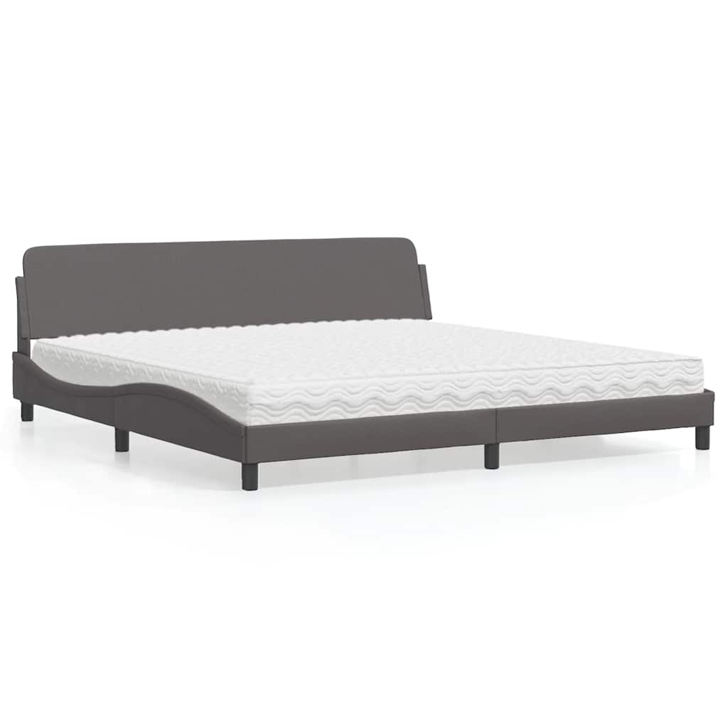 Lit avec matelas Dover gris 200x200 cm similicuir