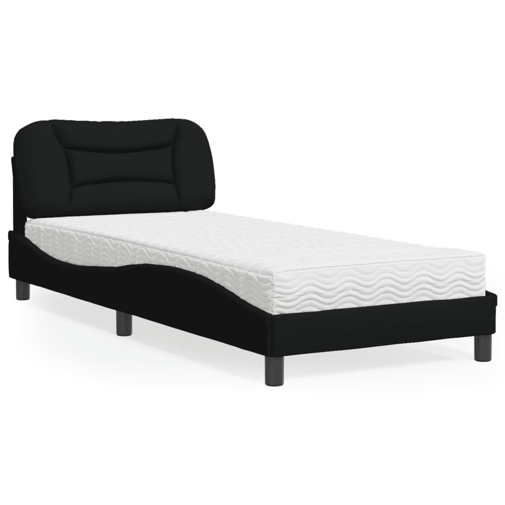 Lit avec matelas Hvar noir 80x200 cm tissu - XIOS