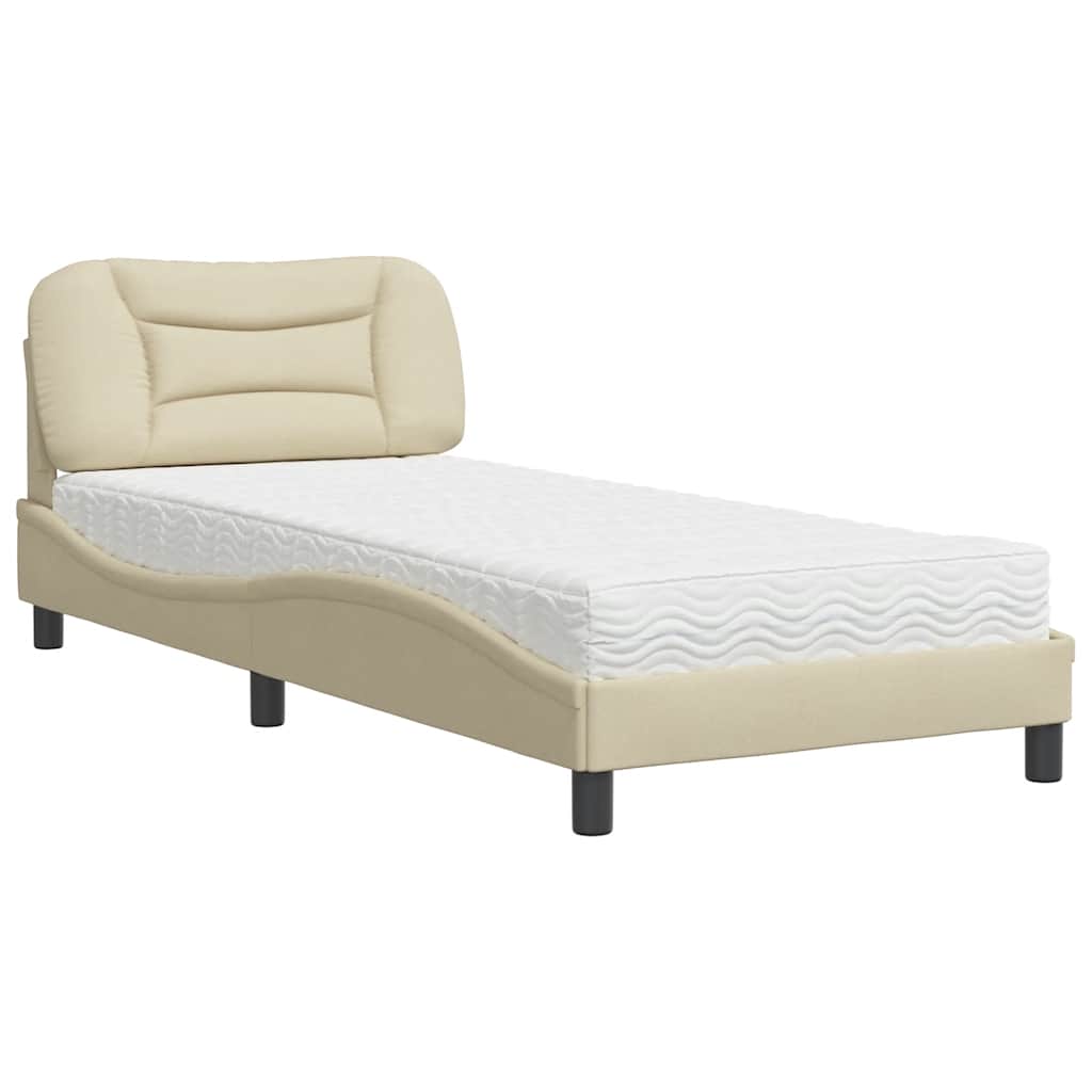 Lit avec matelas Hvar crème 80x200 cm tissu - XIOS