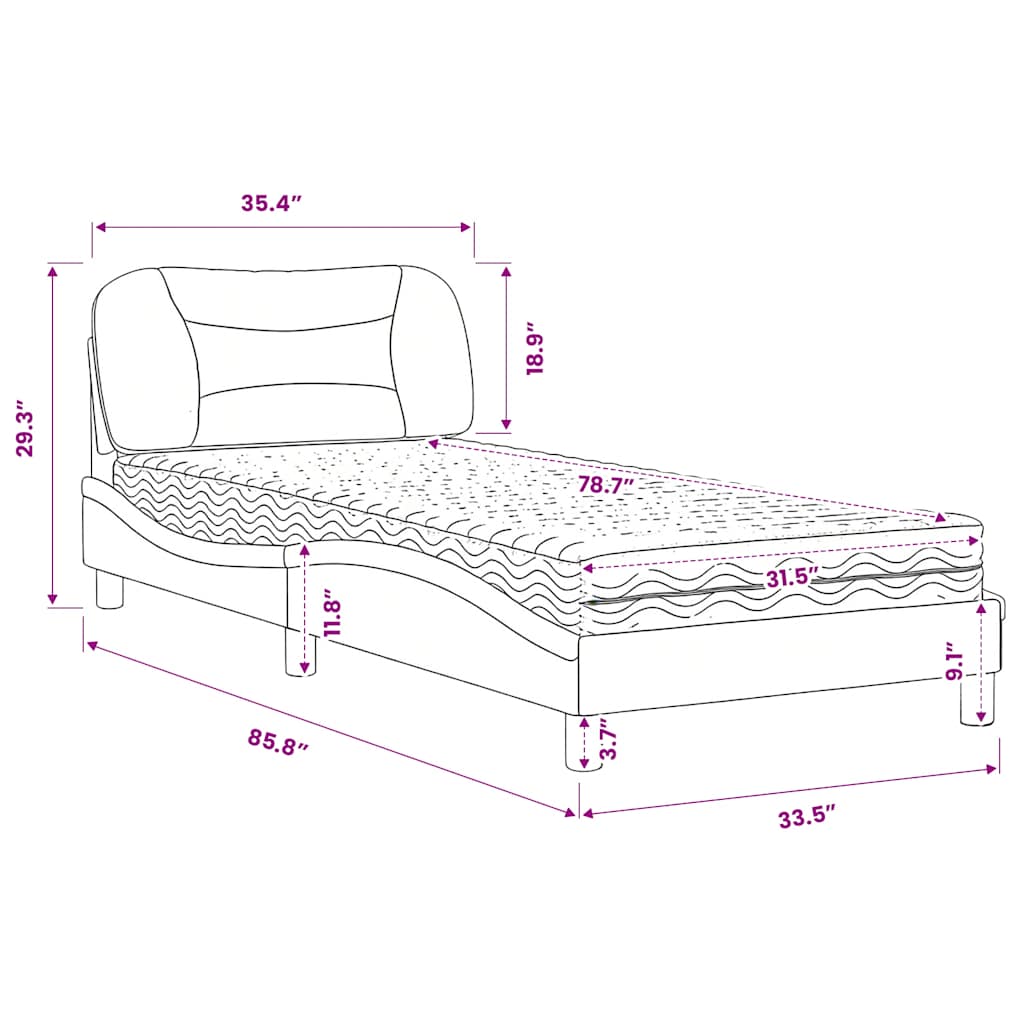 Lit avec matelas Hvar crème 80x200 cm tissu - XIOS