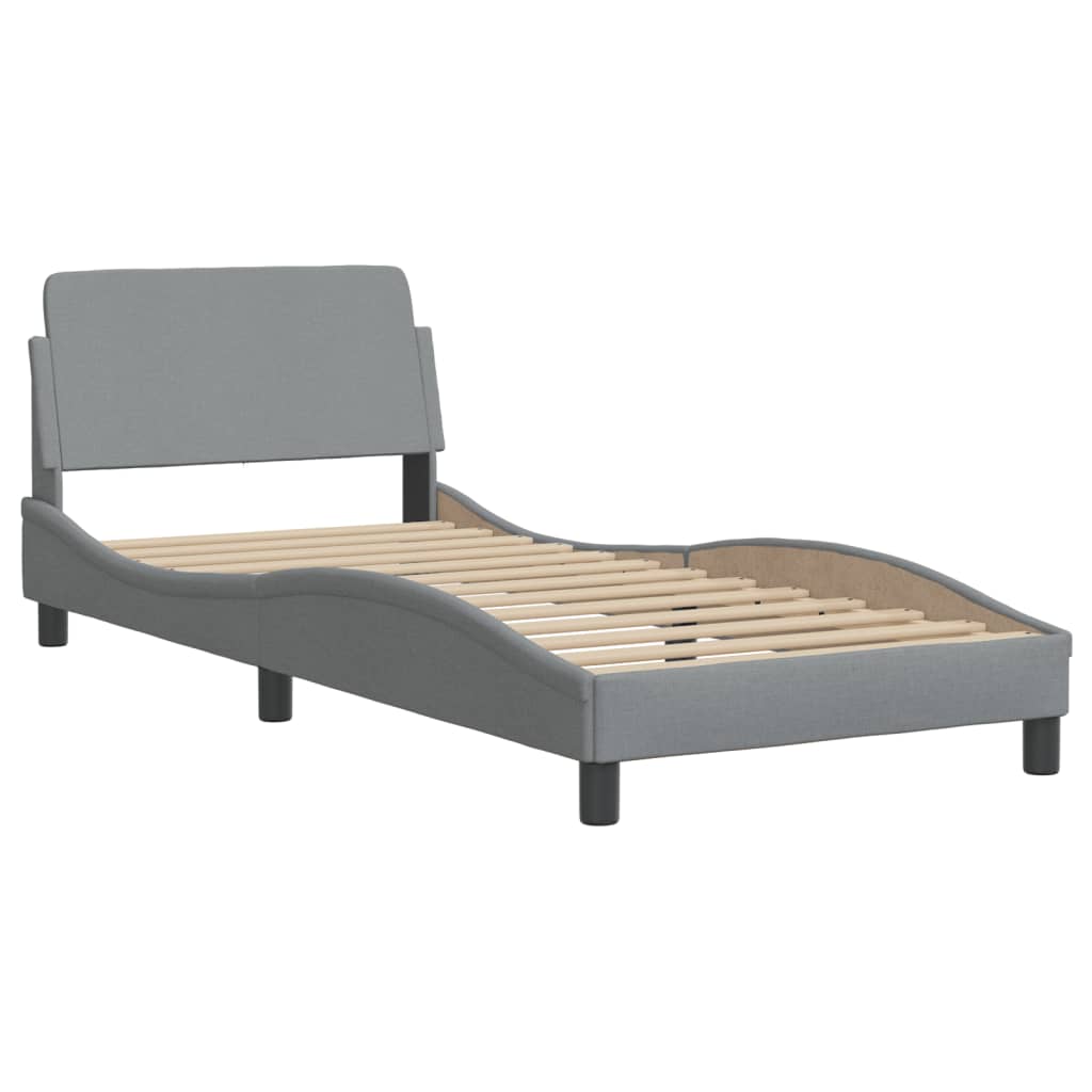 Lit avec matelas Hvar gris clair 90x190 cm tissu - XIOS