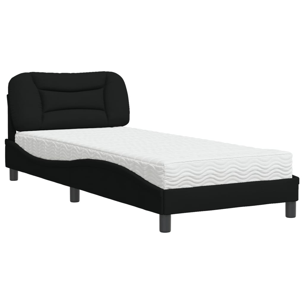 Lit avec matelas Hvar noir 90x190 cm tissu - XIOS
