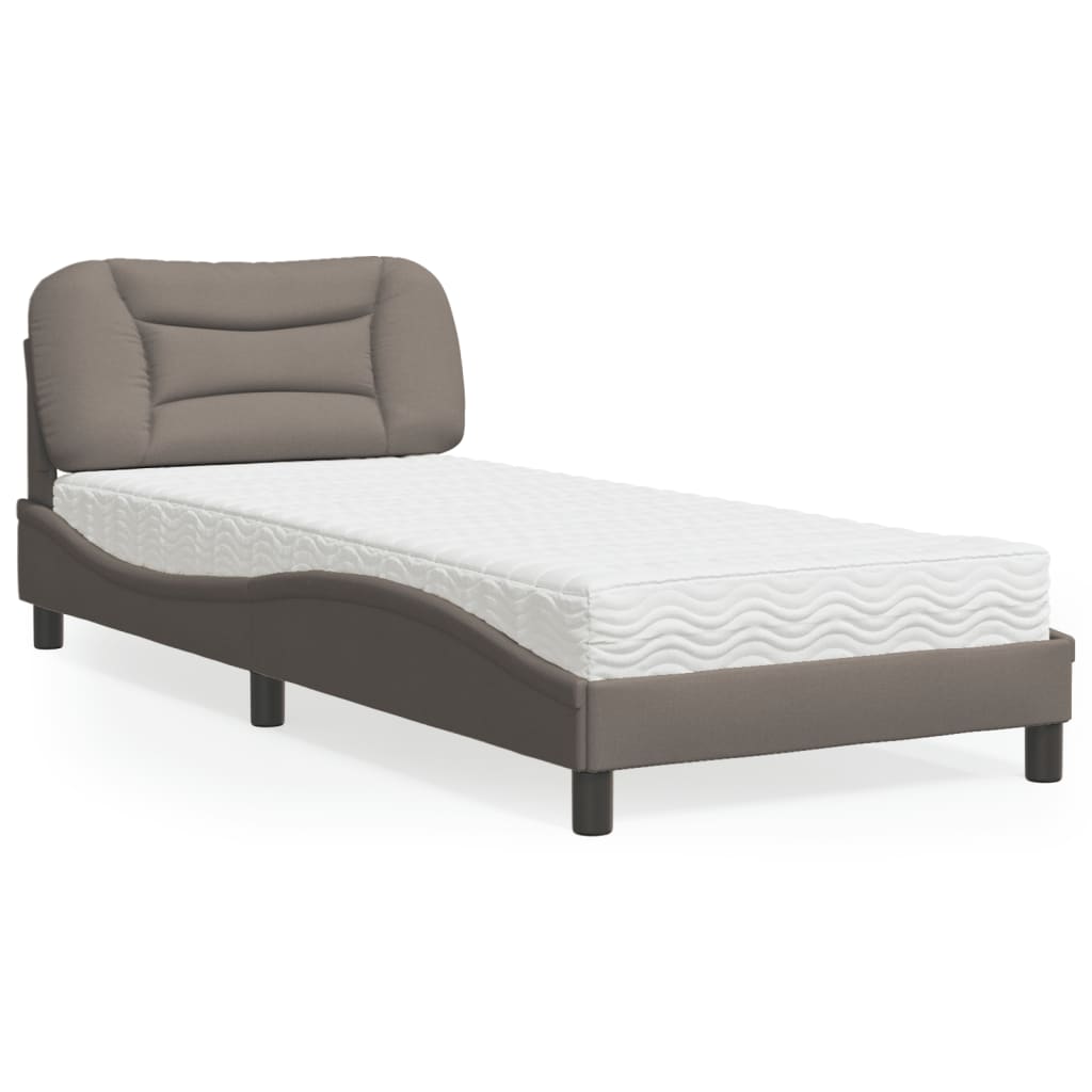 Lit avec matelas Hvar taupe 90x190 cm tissu - XIOS