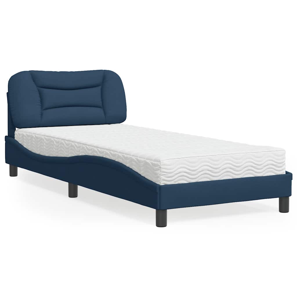 Lit avec matelas Hvar bleu 90x190 cm tissu