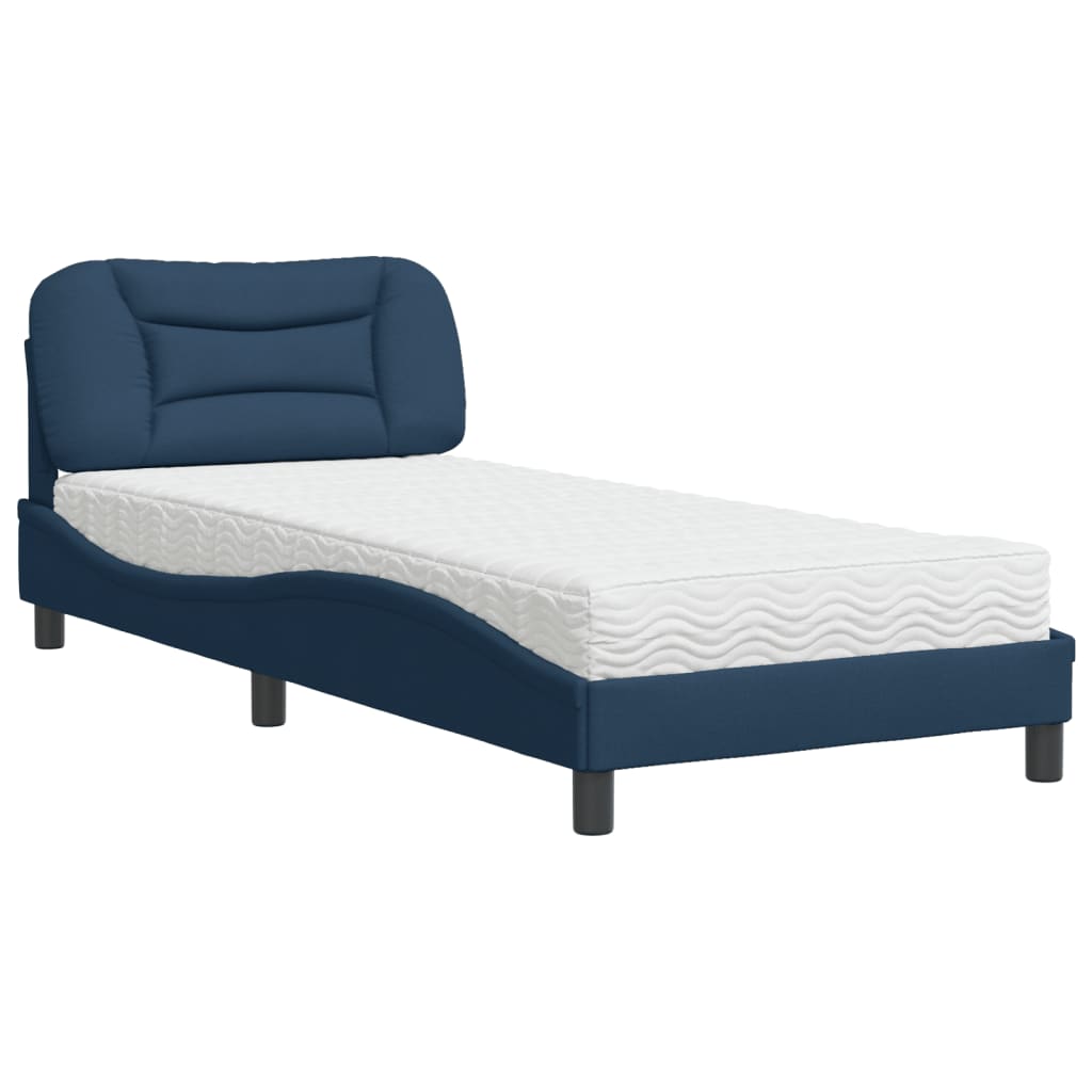 Lit avec matelas Hvar bleu 90x200 cm tissu