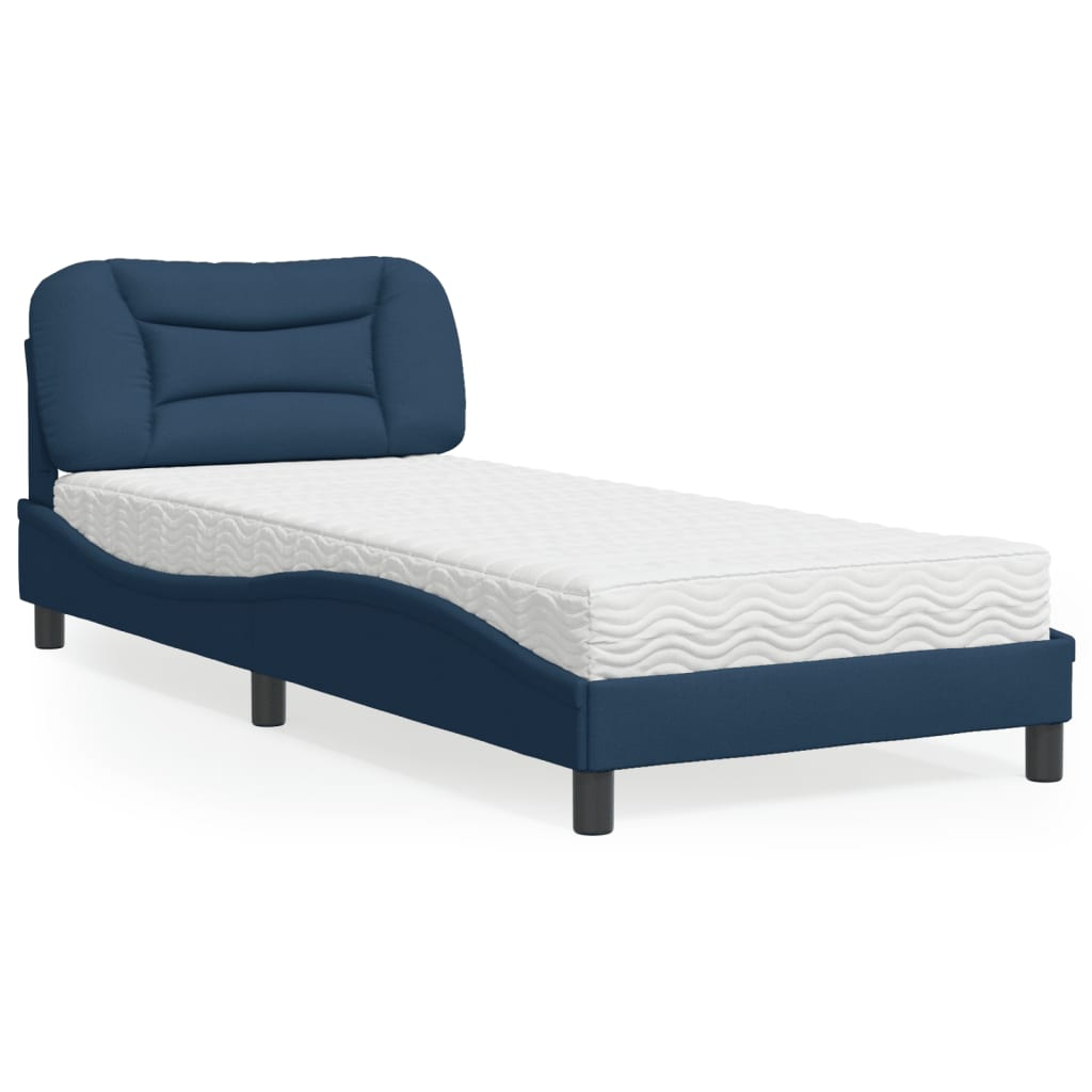 Lit avec matelas Hvar bleu 90x200 cm tissu - XIOS