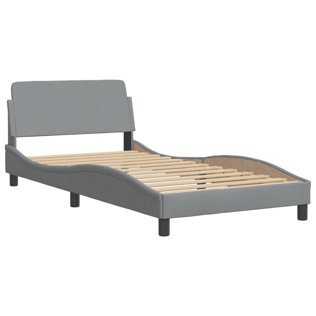 Lit avec matelas Hvar gris clair 100x200 cm tissu - XIOS