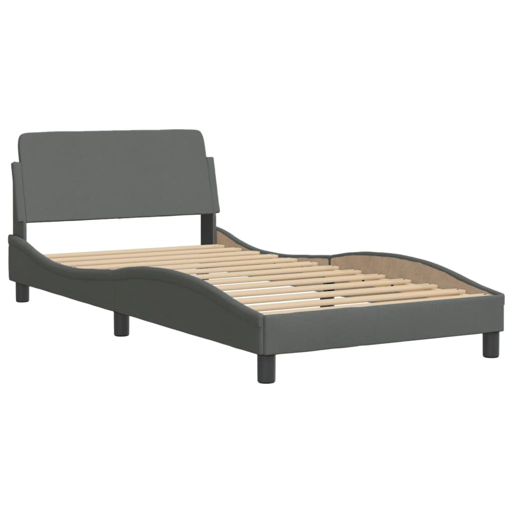 Lit avec matelas Hvar gris foncé 100x200 cm tissu - XIOS