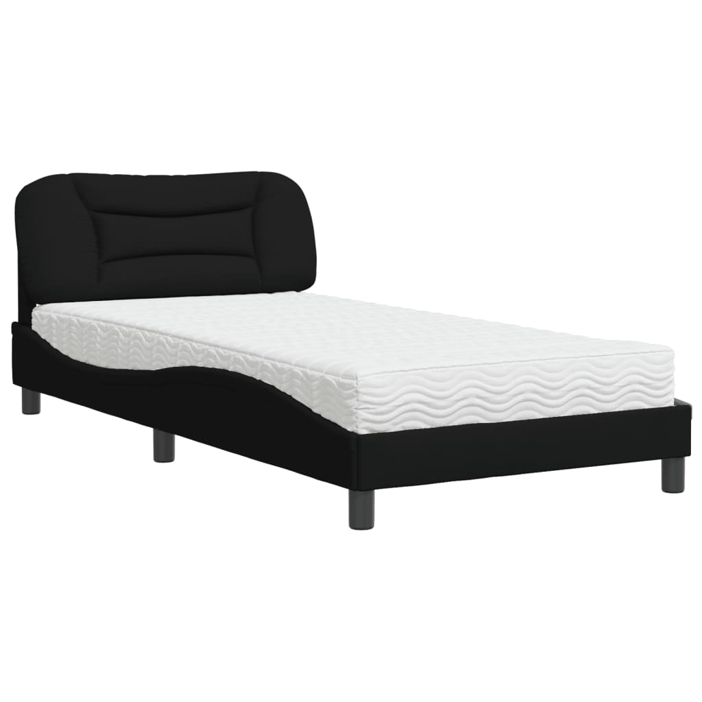Lit avec matelas Hvar noir 100x200 cm tissu - XIOS