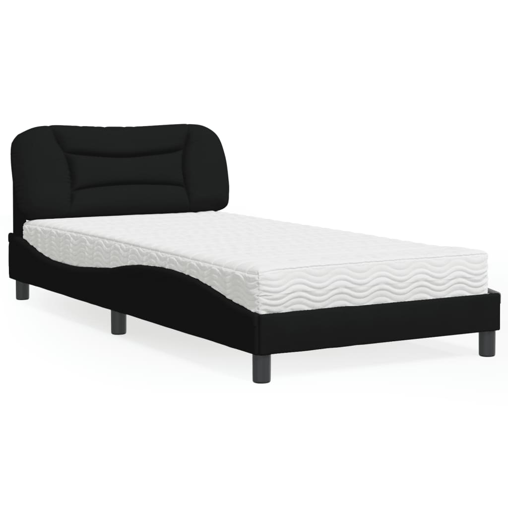 Lit avec matelas Hvar noir 100x200 cm tissu - XIOS