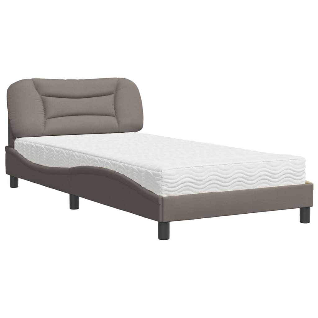 Lit avec matelas Hvar taupe 100x200 cm tissu - XIOS