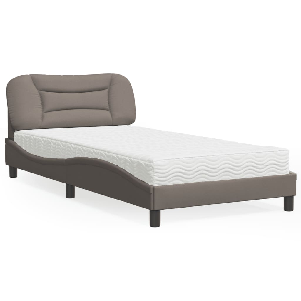 Lit avec matelas Hvar taupe 100x200 cm tissu - XIOS