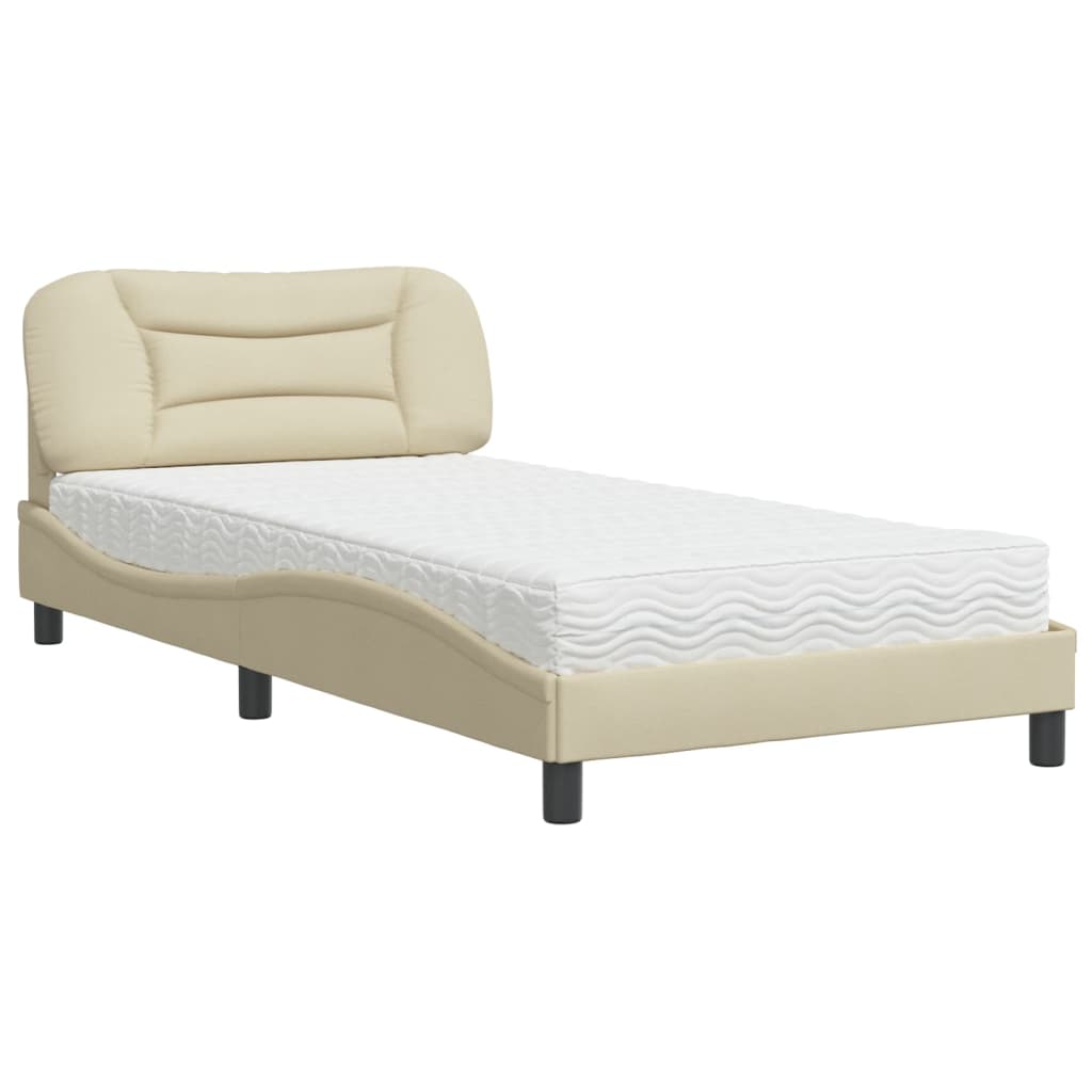 Lit avec matelas Hvar crème 100x200 cm tissu - XIOS