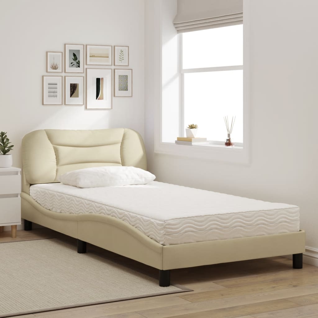 Lit avec matelas Hvar crème 100x200 cm tissu - XIOS