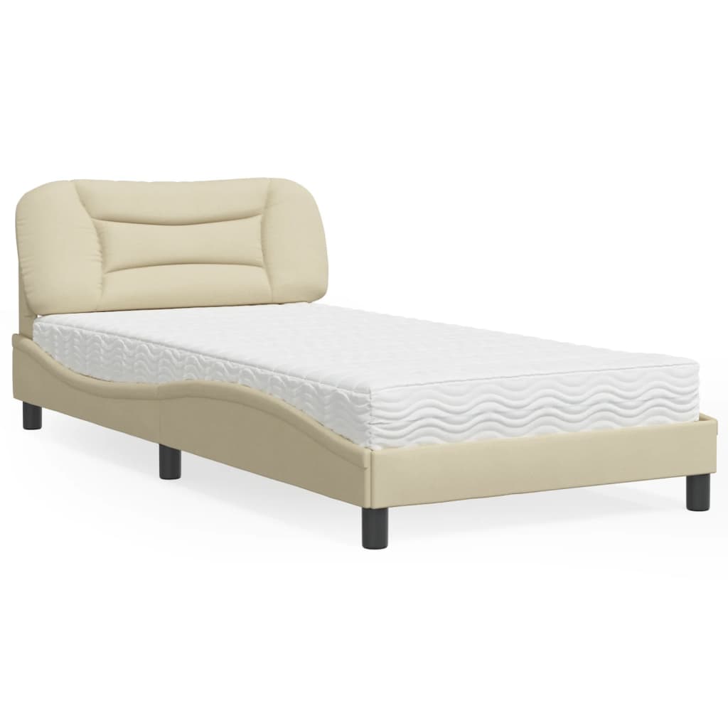 Lit avec matelas Hvar crème 100x200 cm tissu - XIOS