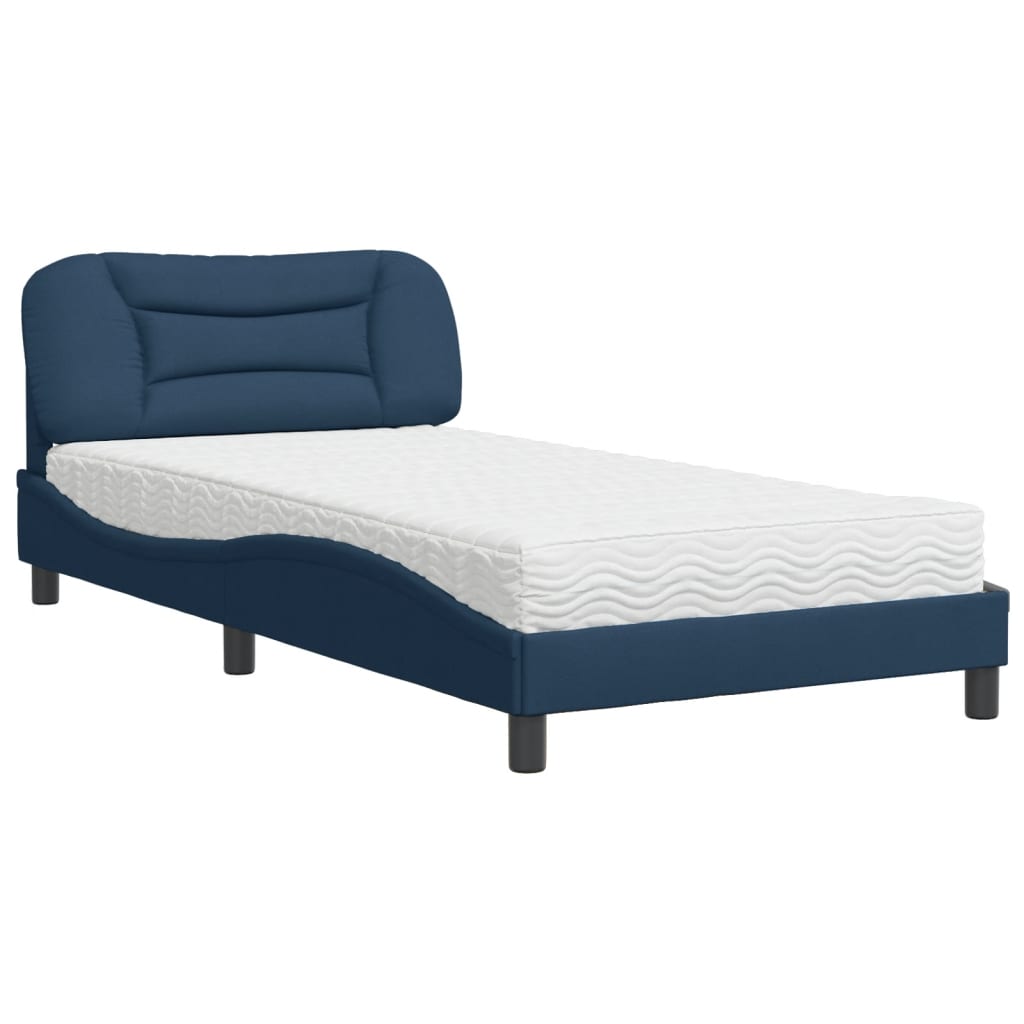 Lit avec matelas Hvar bleu 100x200 cm tissu - XIOS