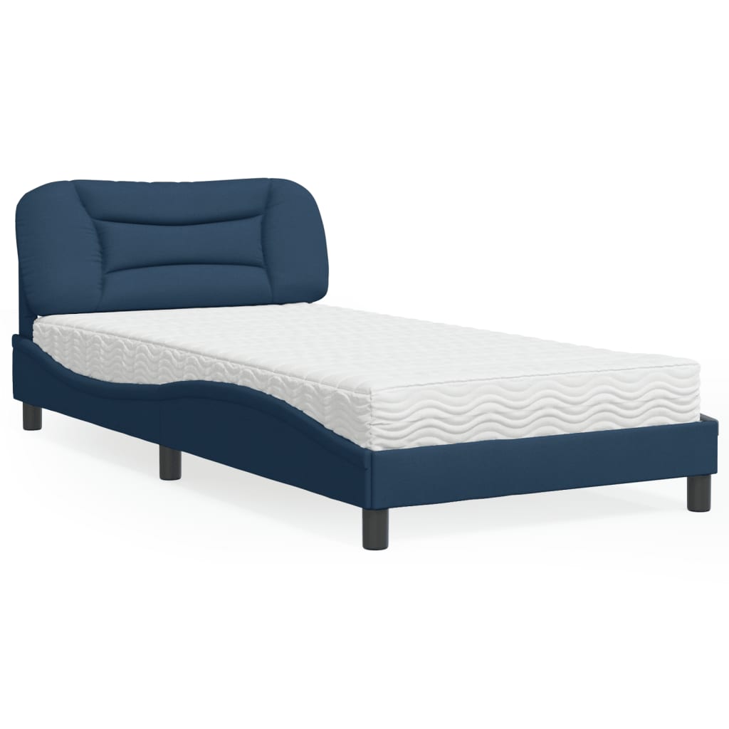 Lit avec matelas Hvar bleu 100x200 cm tissu - XIOS