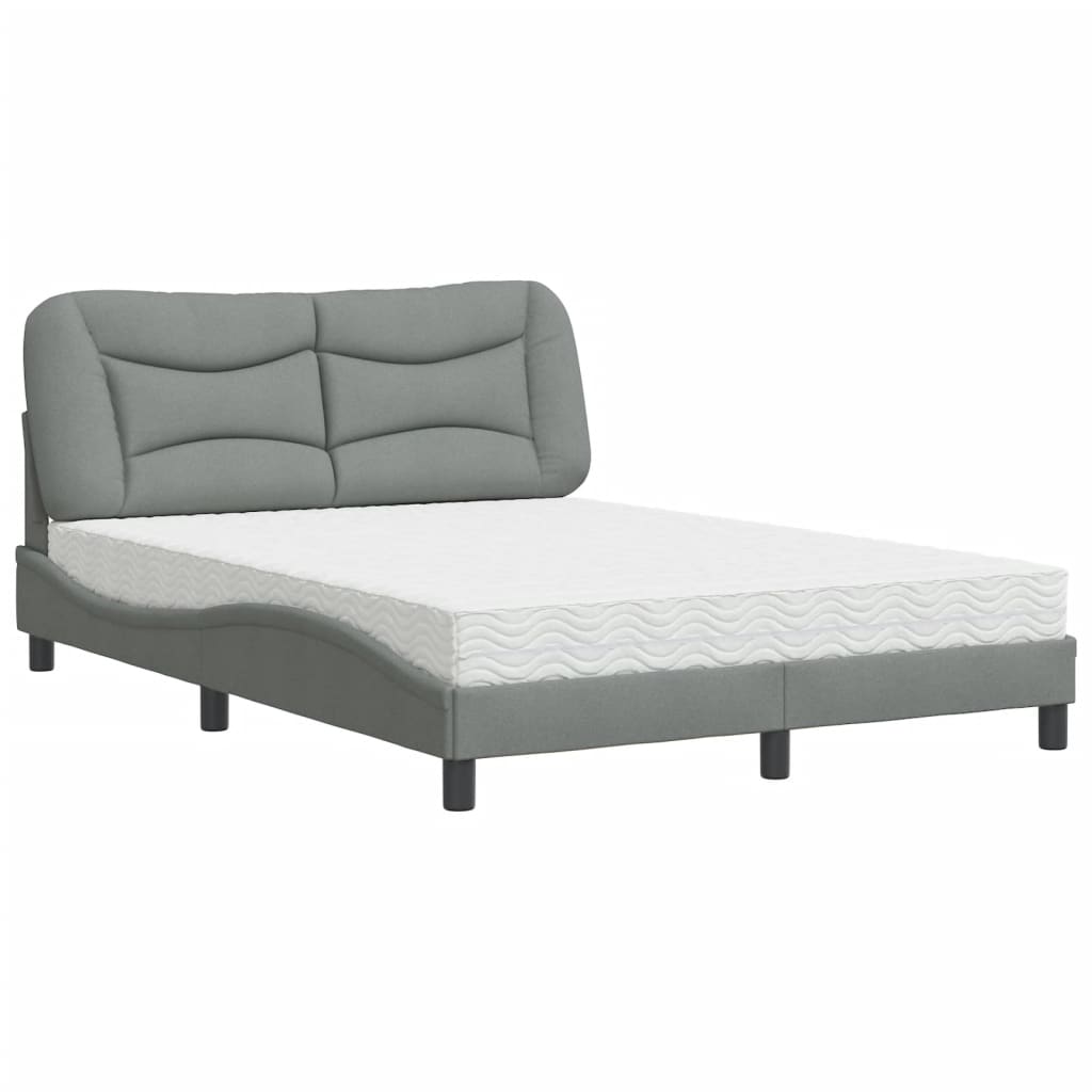 Lit avec matelas Hvar gris clair 120x200 cm tissu - XIOS