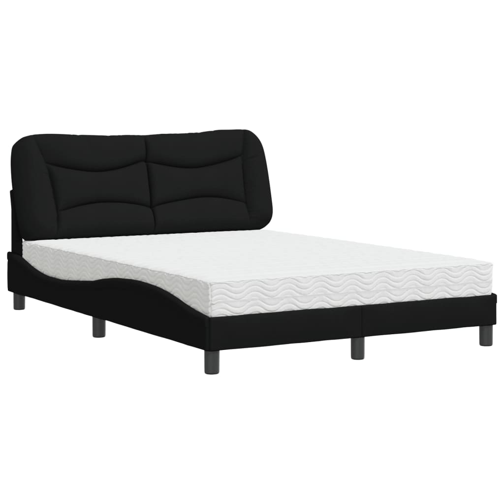 Lit avec matelas Hvar noir 120x200 cm tissu