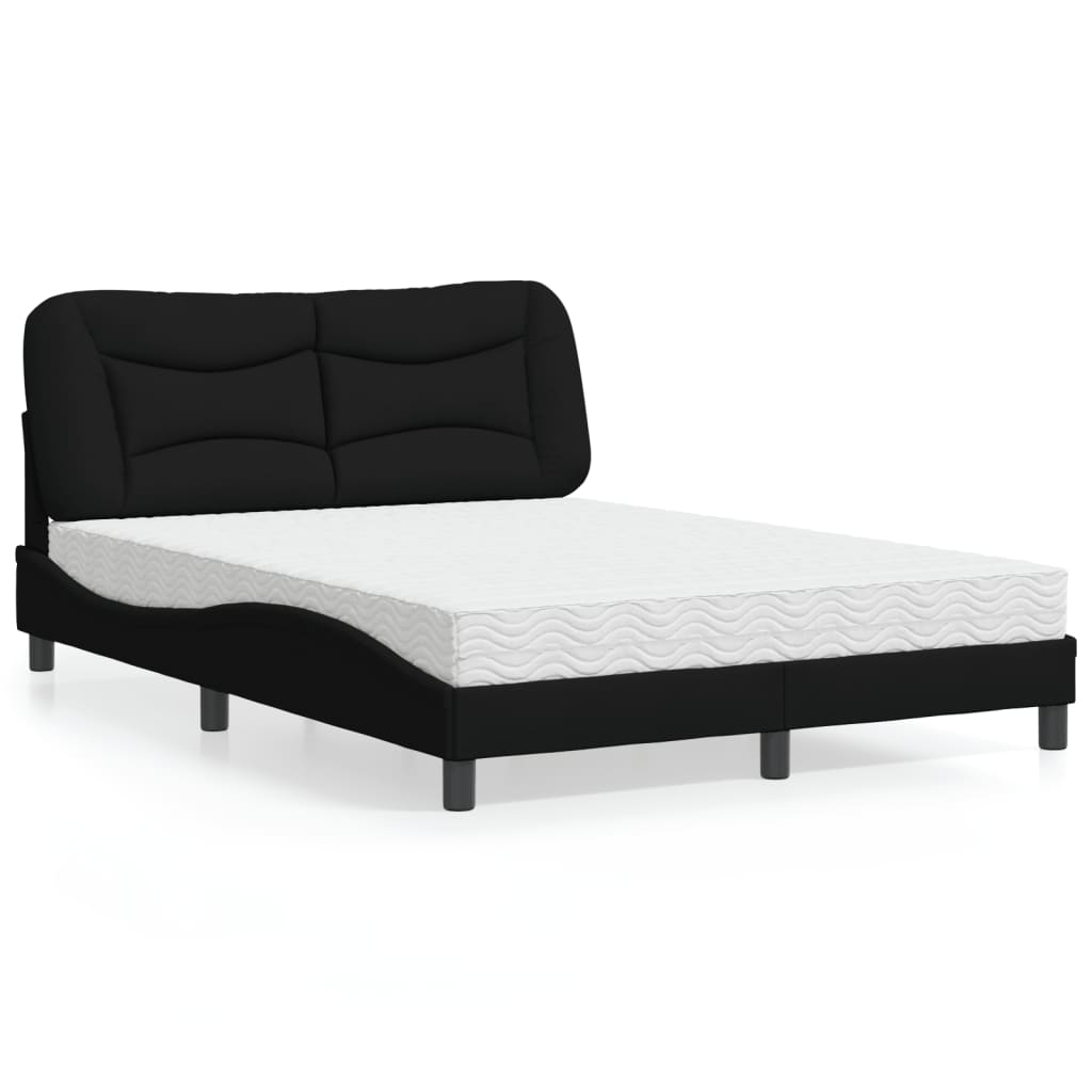 Lit avec matelas Hvar noir 120x200 cm tissu