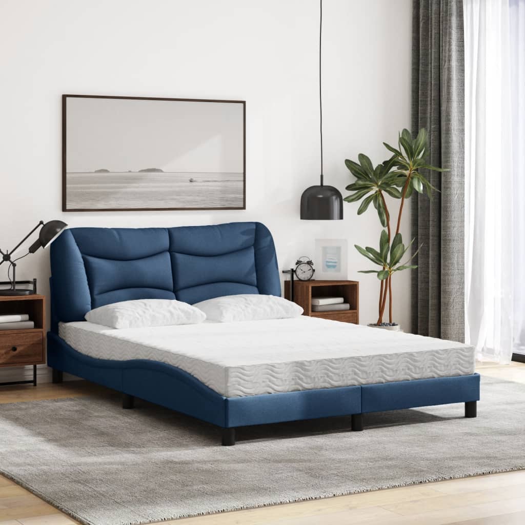 Lit avec matelas Hvar bleu 120x200 cm tissu