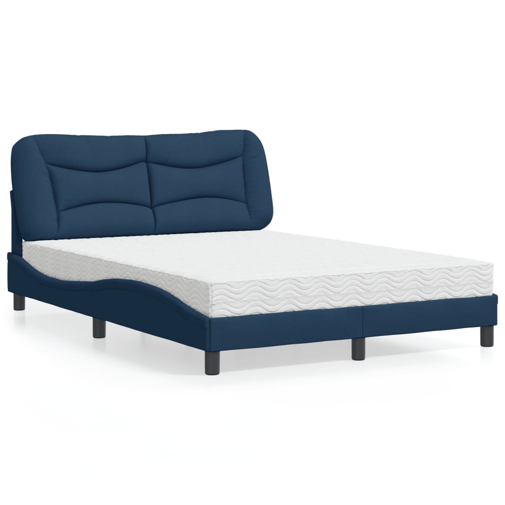 Lit avec matelas Hvar bleu 120x200 cm tissu - XIOS