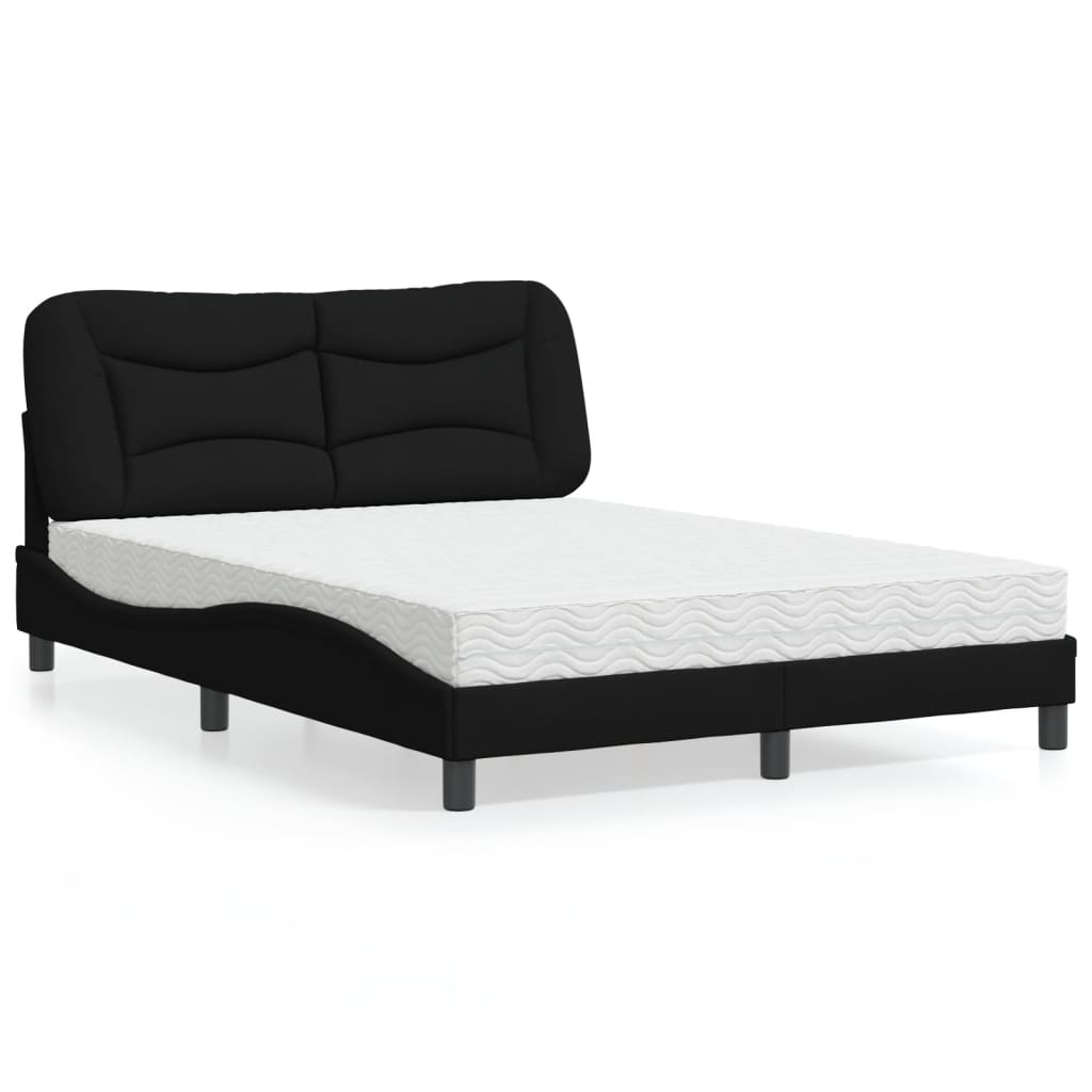 Lit avec matelas Hvar noir 140x190 cm tissu - XIOS
