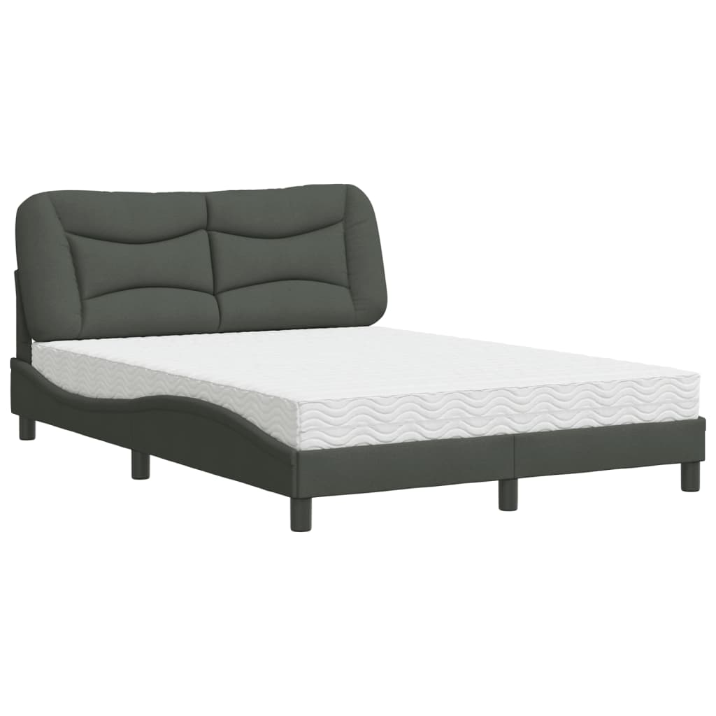 Lit avec matelas Hvar gris foncé 140x200 cm tissu - XIOS