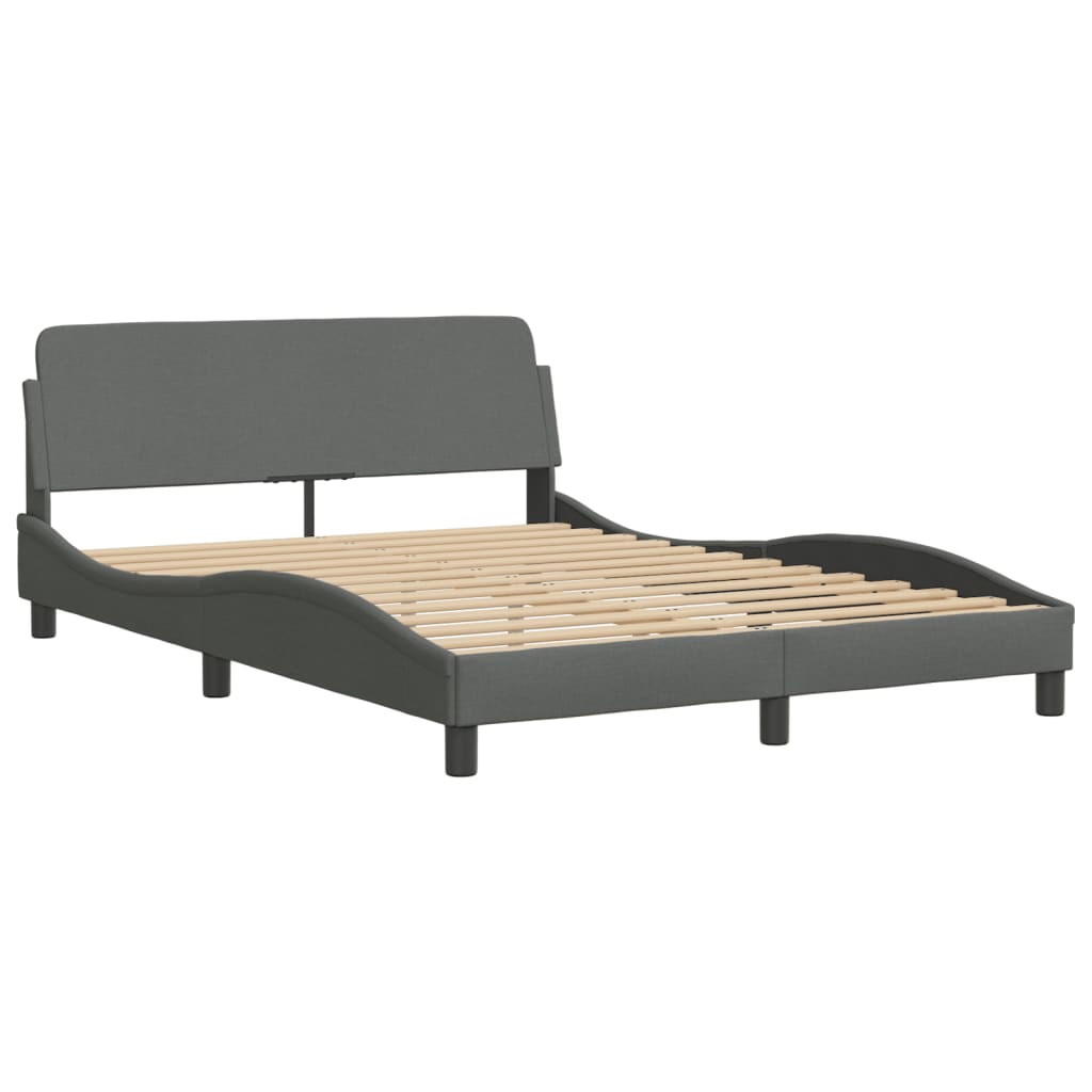 Lit avec matelas Hvar gris foncé 140x200 cm tissu - XIOS