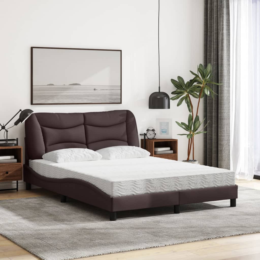 Lit avec matelas Hvar marron foncé 140x200 cm tissu - XIOS