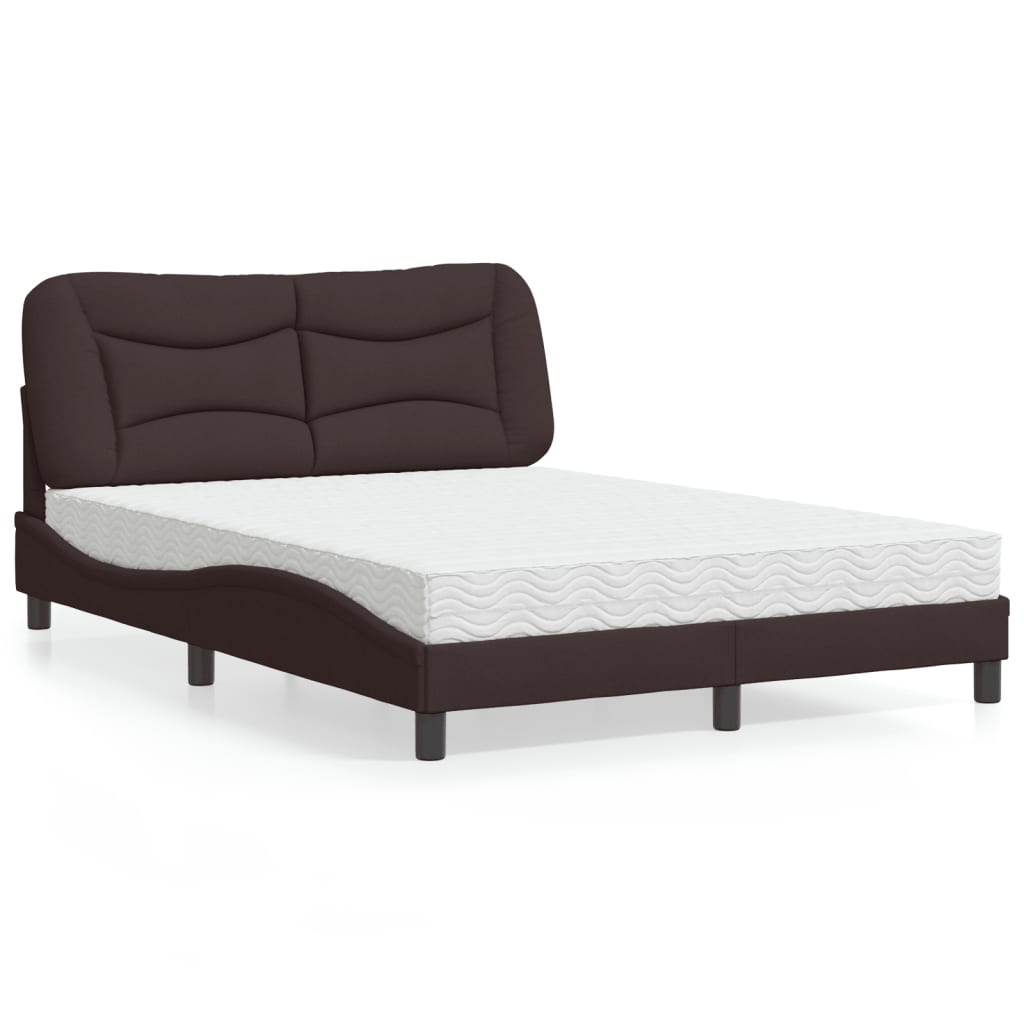 Lit avec matelas Hvar marron foncé 140x200 cm tissu - XIOS