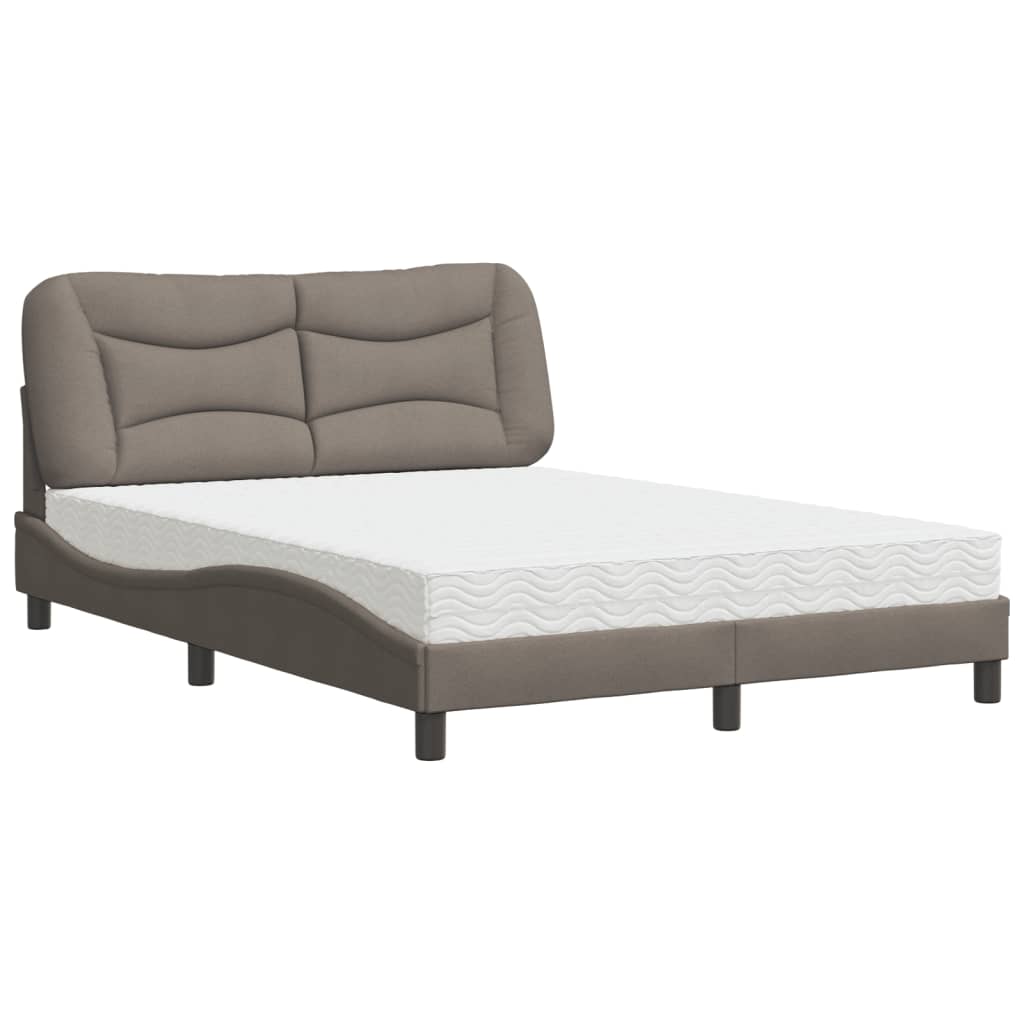 Lit avec matelas Hvar taupe 140x200 cm tissu - XIOS