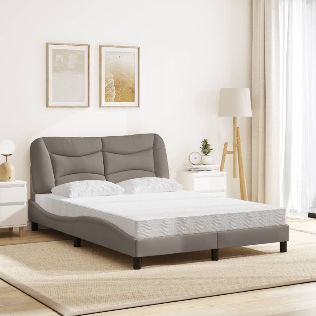 Lit avec matelas Hvar taupe 140x200 cm tissu - XIOS