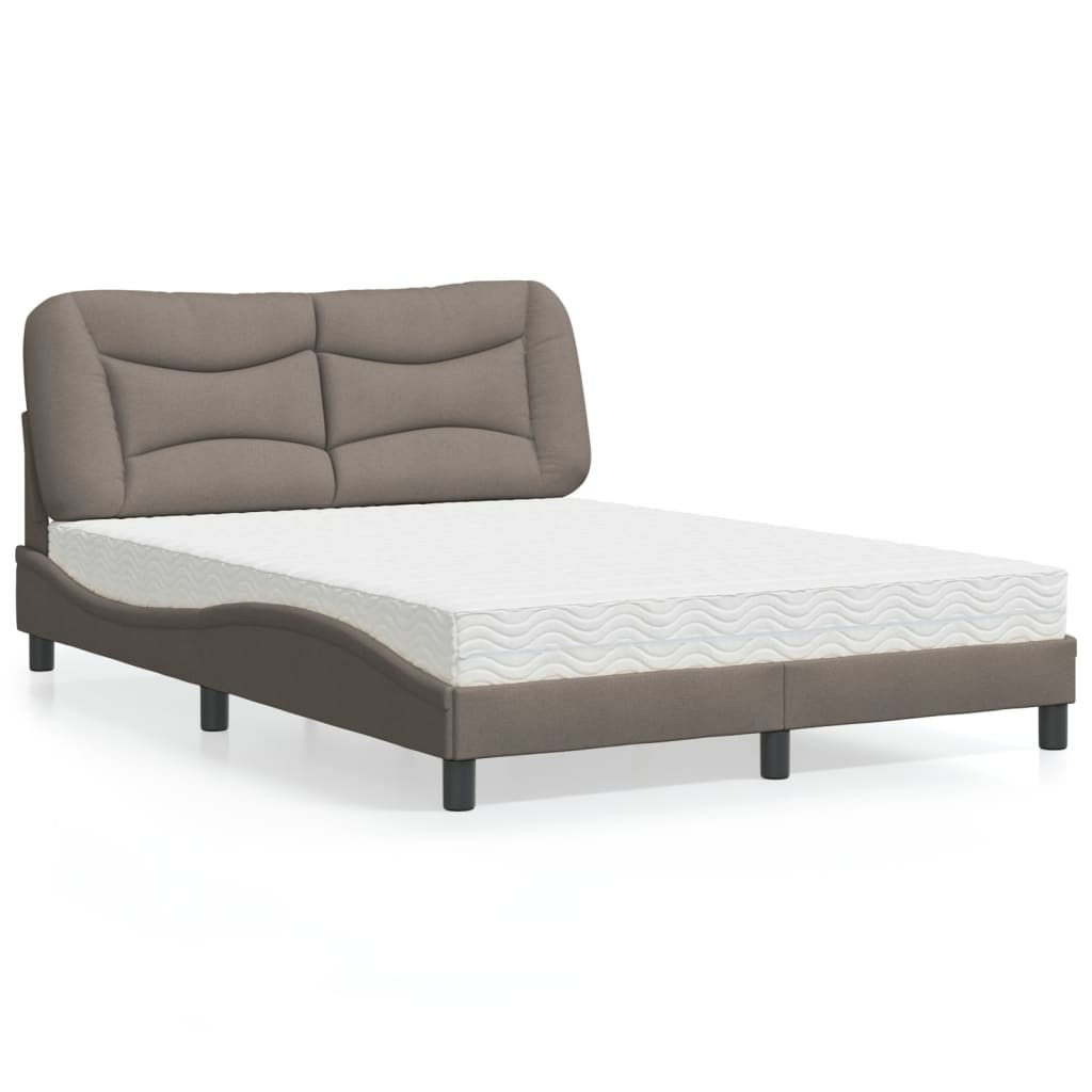 Lit avec matelas Hvar taupe 140x200 cm tissu - XIOS