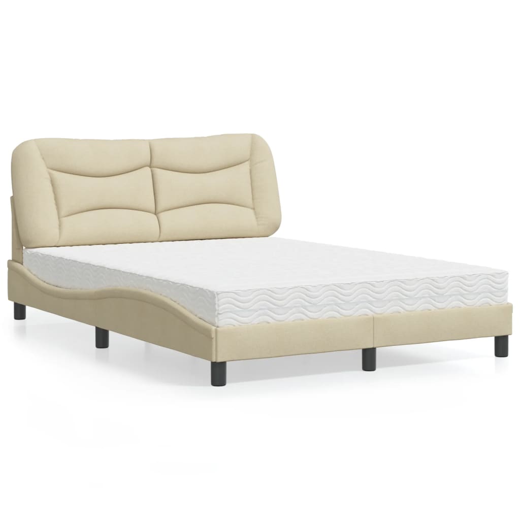 Lit avec matelas Hvar crème 140x200 cm tissu - XIOS