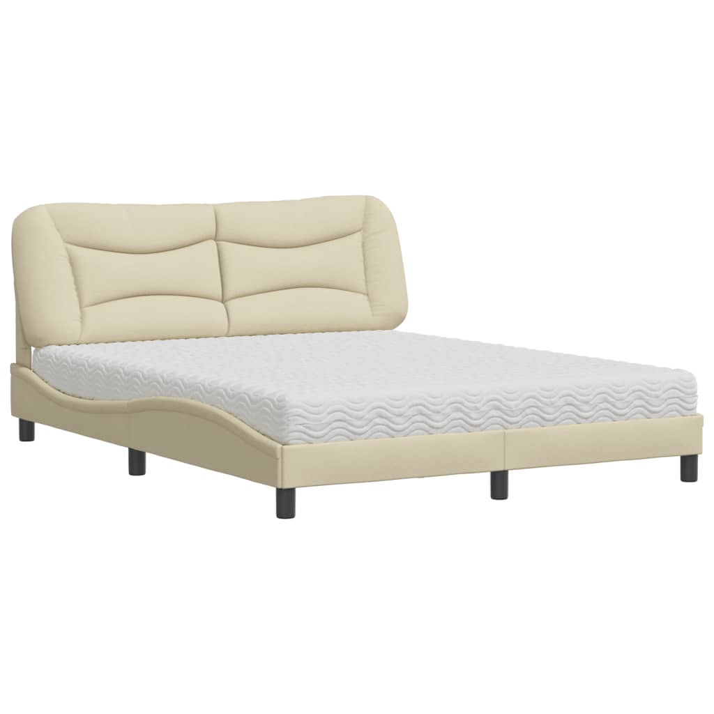 Lit avec matelas Hvar crème 160x200 cm tissu - XIOS