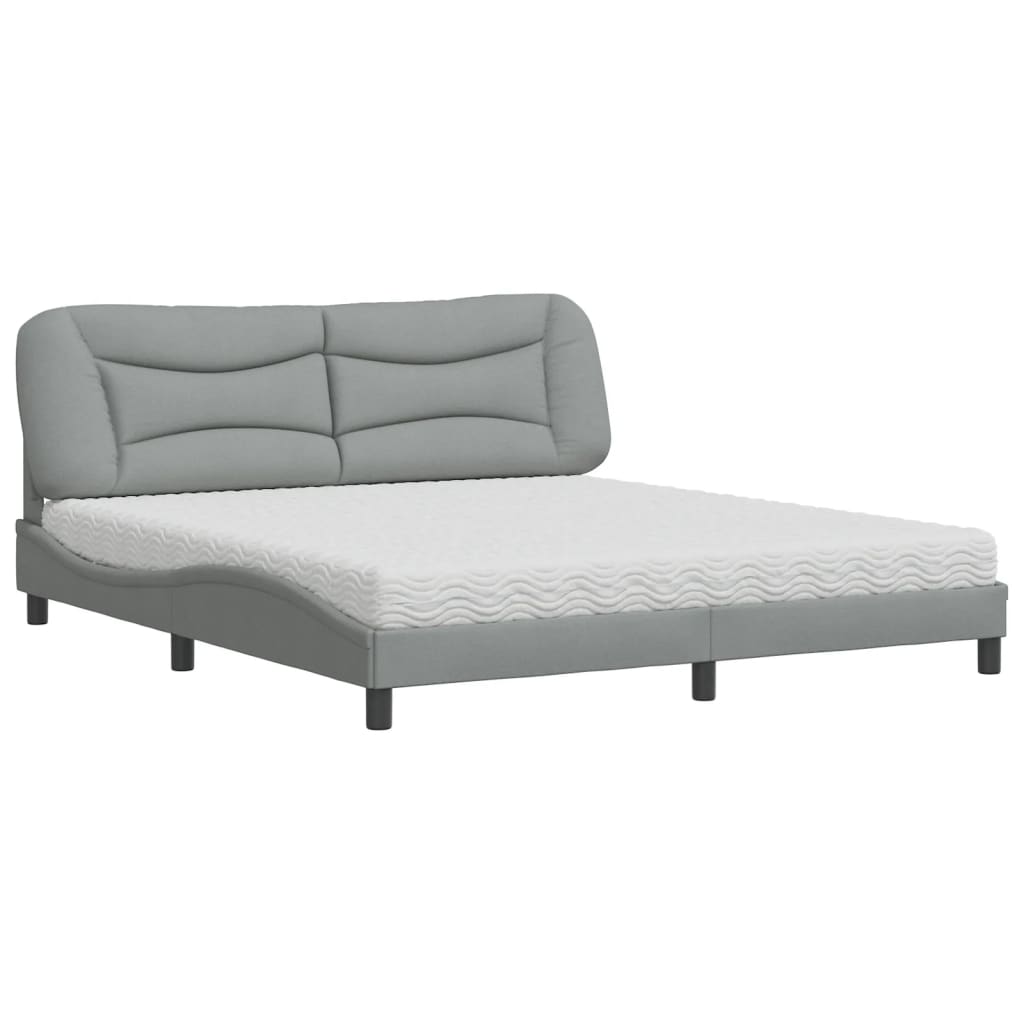 Lit avec matelas Hvar gris clair 180x200 cm tissu - XIOS