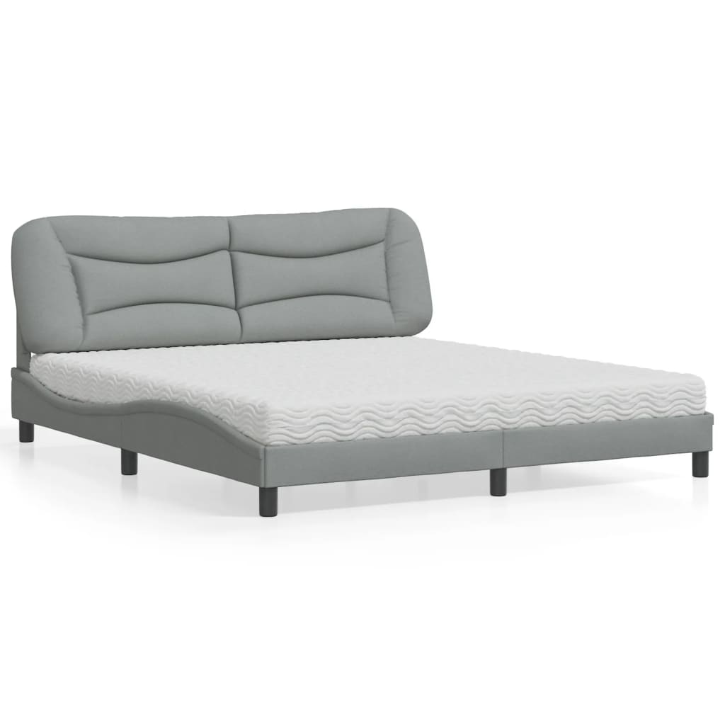 Lit avec matelas Hvar gris clair 180x200 cm tissu - XIOS