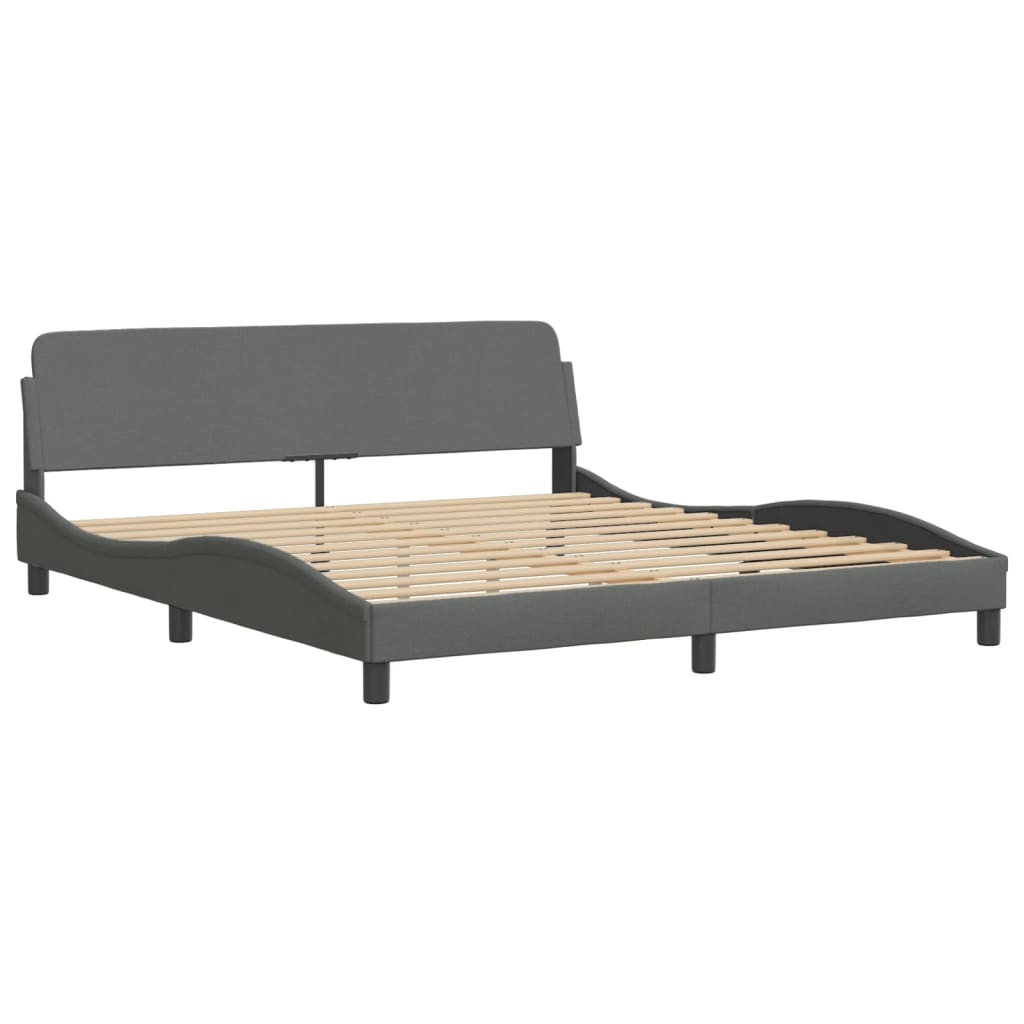 Lit avec matelas Hvar gris foncé 180x200 cm tissu - XIOS