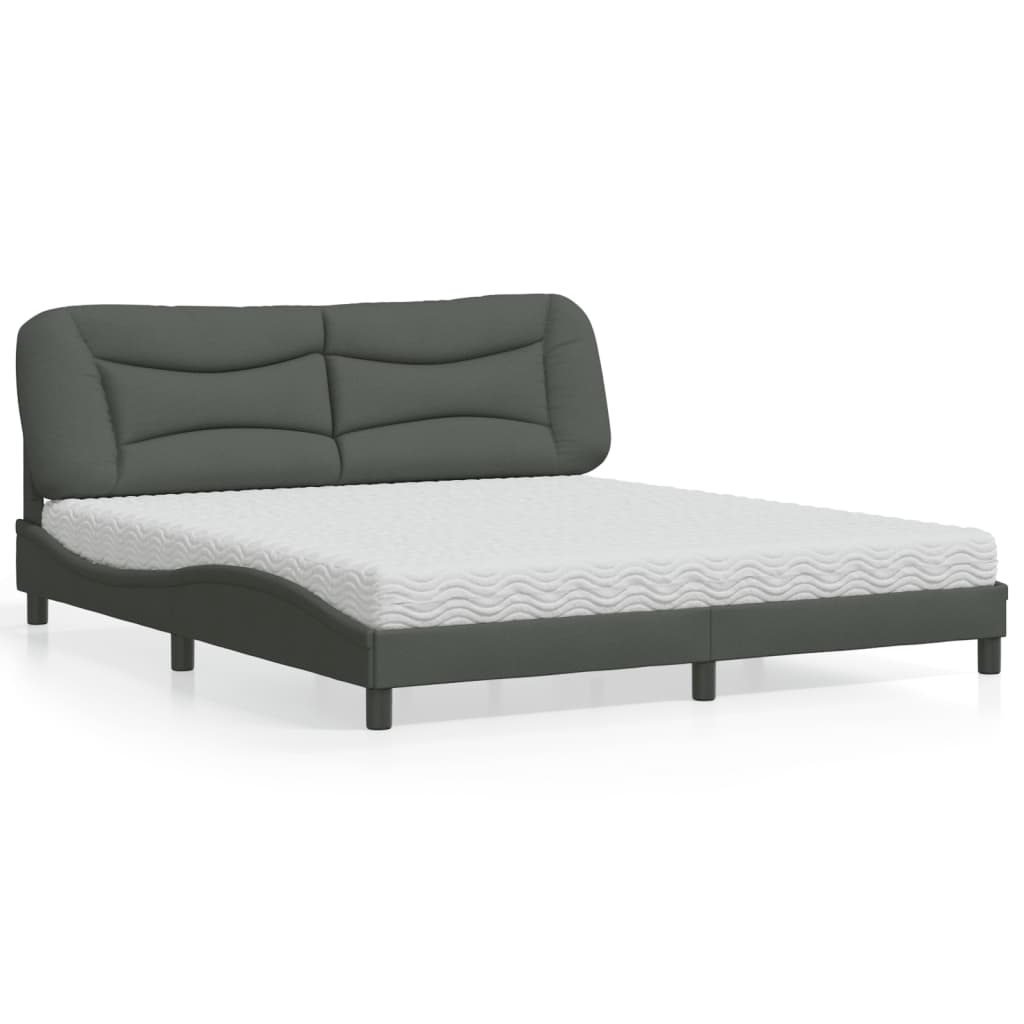 Lit avec matelas Hvar gris foncé 180x200 cm tissu - XIOS