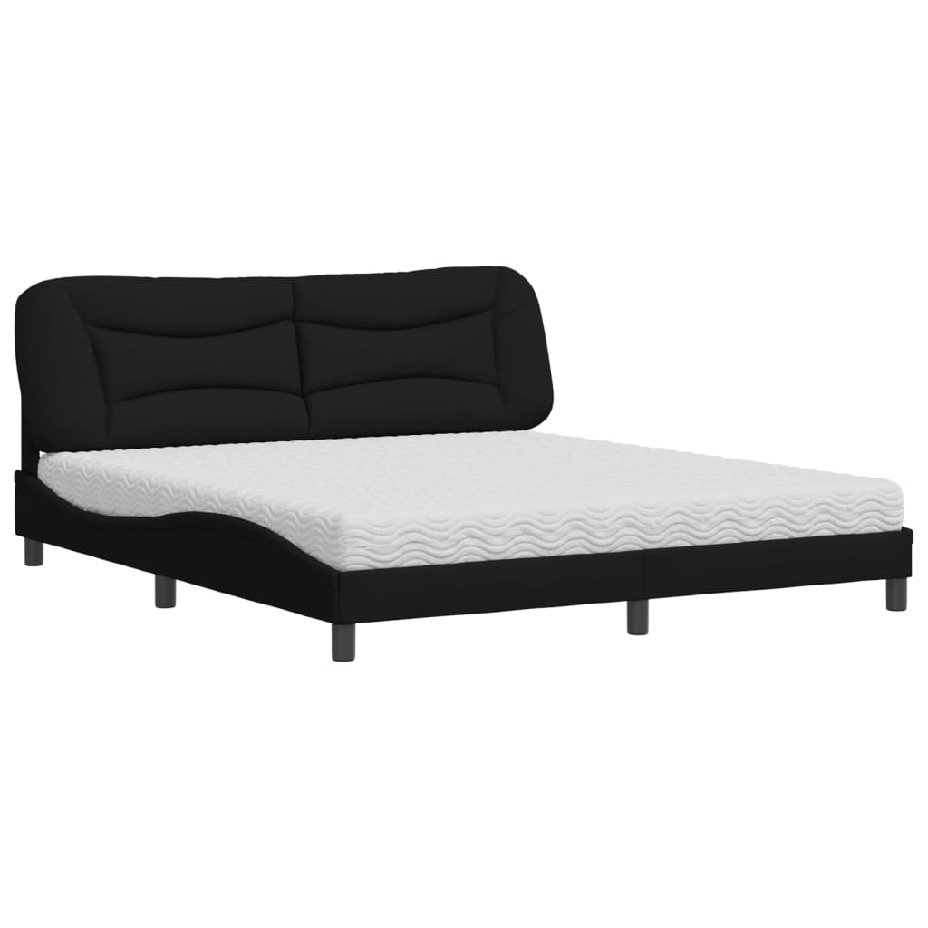 Lit avec matelas Hvar noir 180x200 cm tissu - XIOS