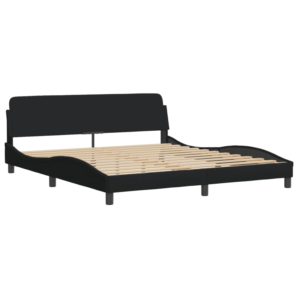 Lit avec matelas Hvar noir 180x200 cm tissu