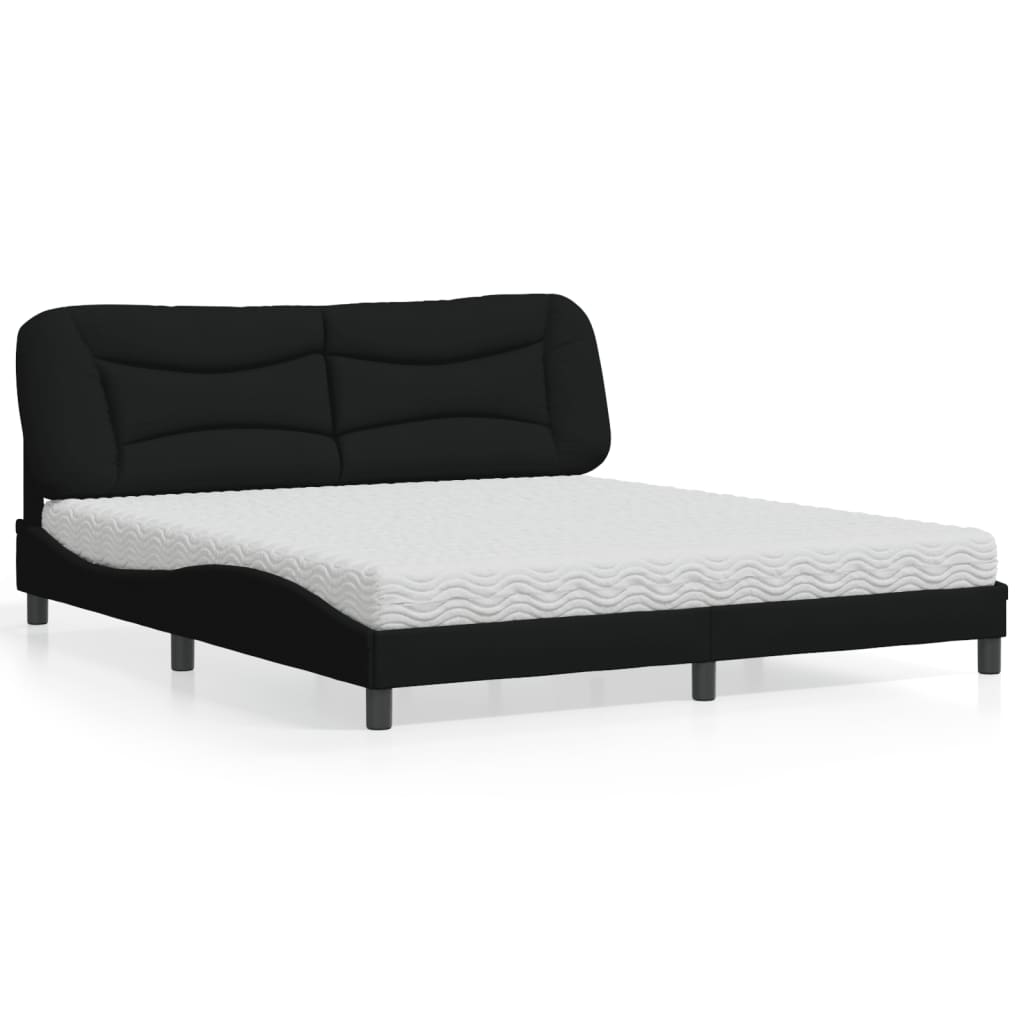 Lit avec matelas Hvar noir 180x200 cm tissu