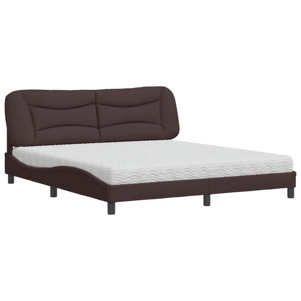 Lit avec matelas Hvar marron foncé 180x200 cm tissu