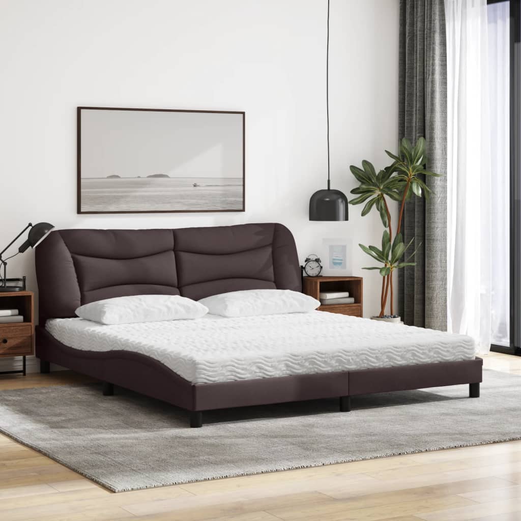 Lit avec matelas Hvar marron foncé 180x200 cm tissu - XIOS