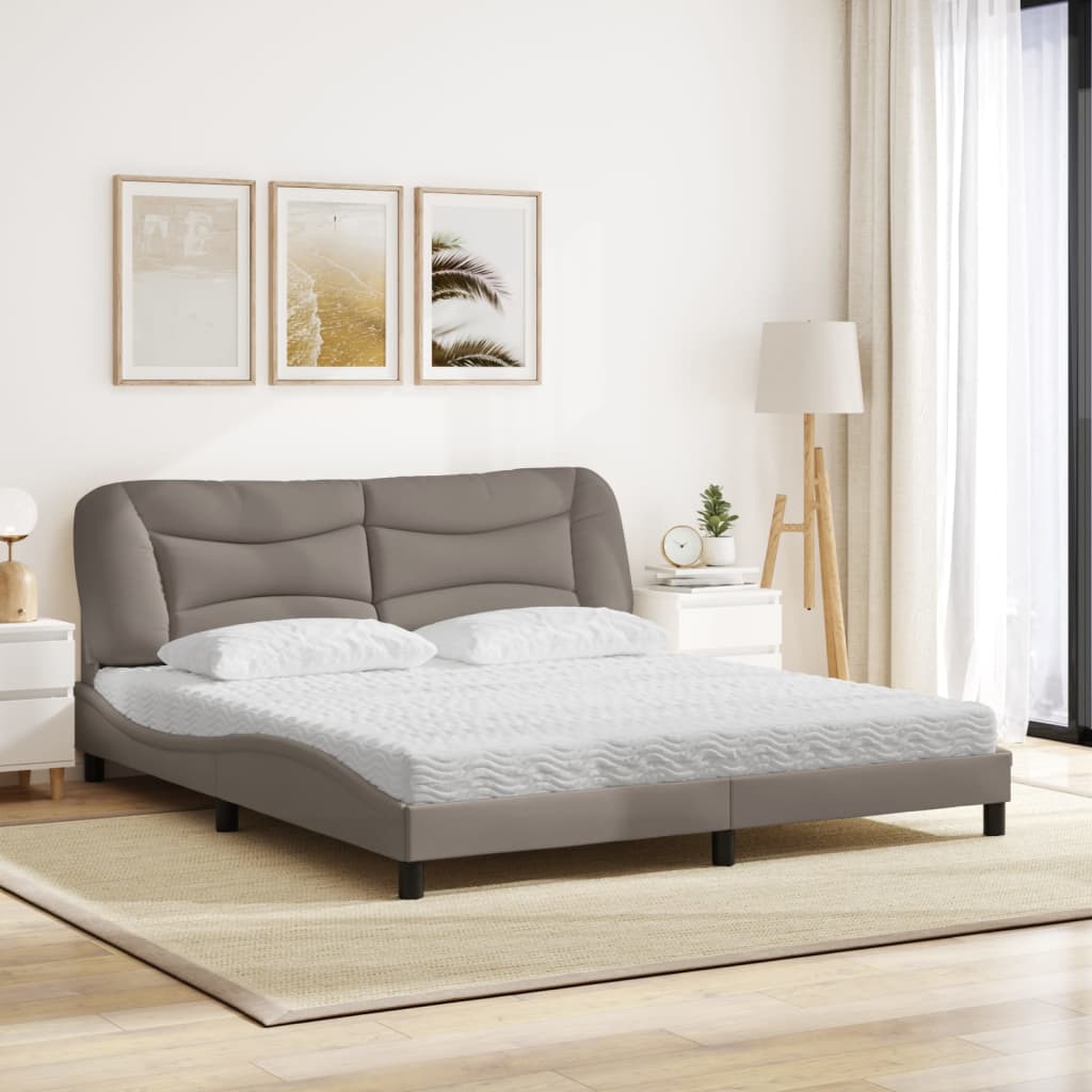 Lit avec matelas Hvar taupe 180x200 cm tissu - XIOS