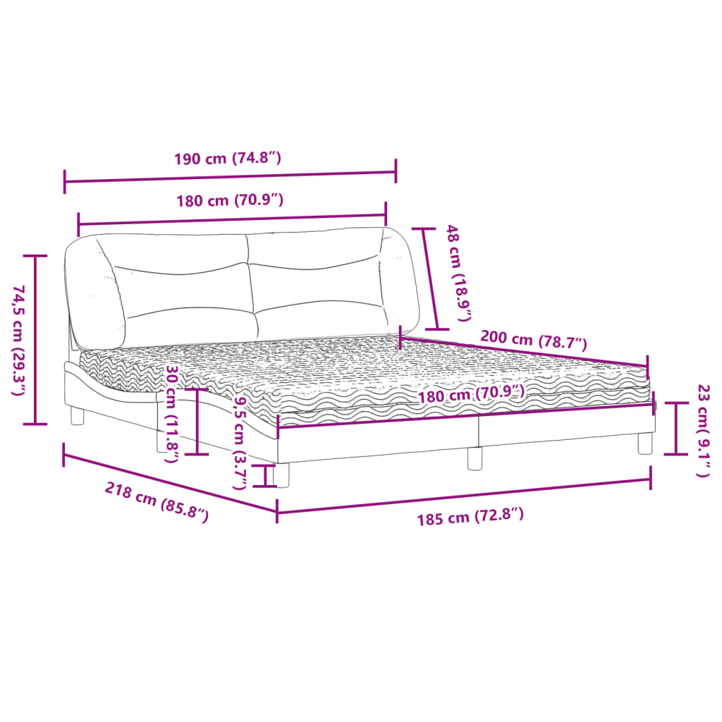 Lit avec matelas Hvar taupe 180x200 cm tissu - XIOS
