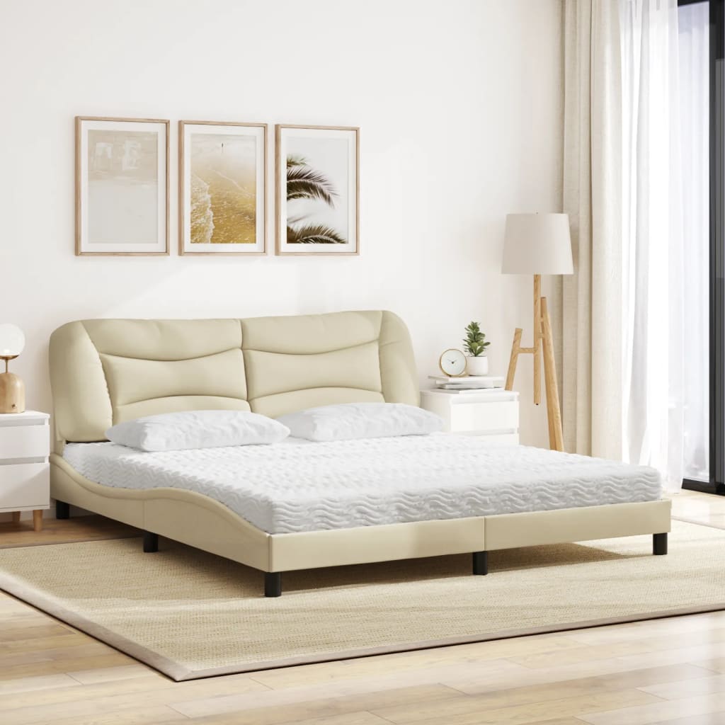 Lit avec matelas Hvar crème 180x200 cm tissu - XIOS