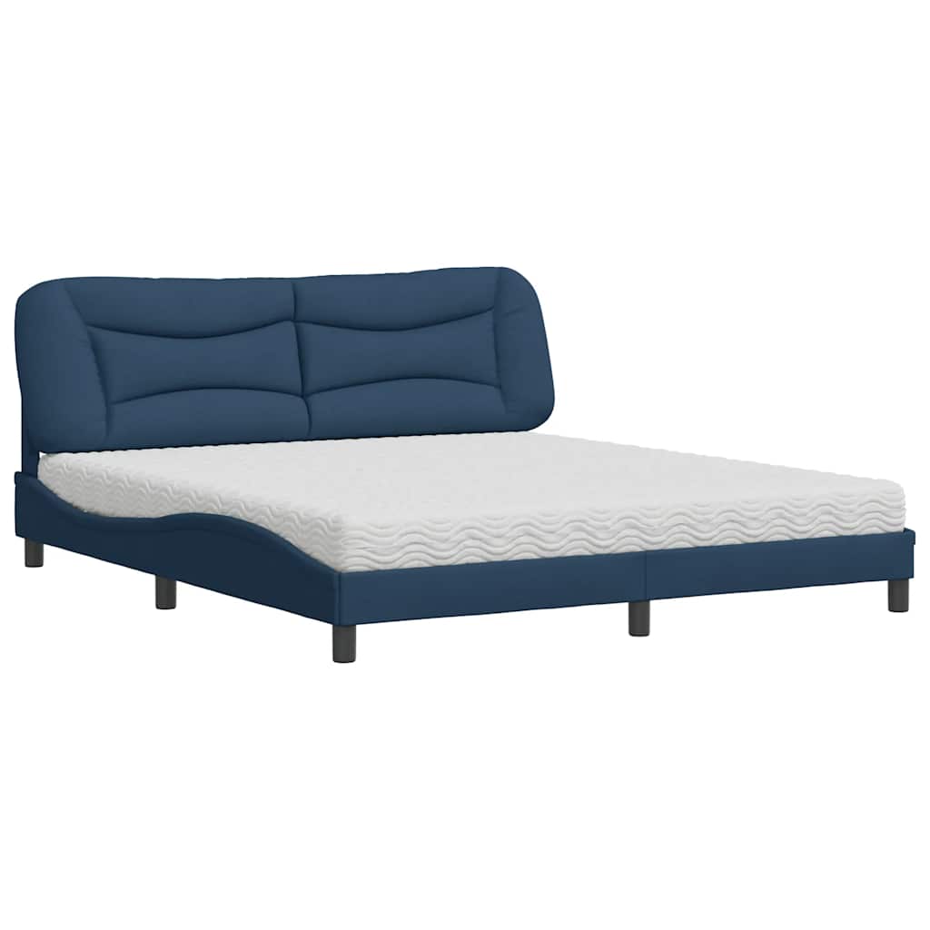 Lit avec matelas Hvar bleu 180x200 cm tissu - XIOS